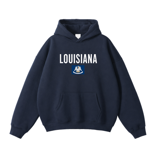 Collection 7 Louisiana Oversize Fleeced Hoodie - Navy Blue front