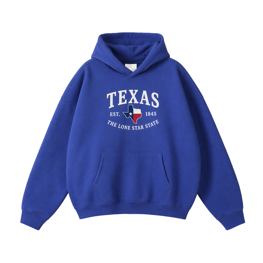 Collection 8 Texas Oversize Fleeced Hoodie - Klein Blue front