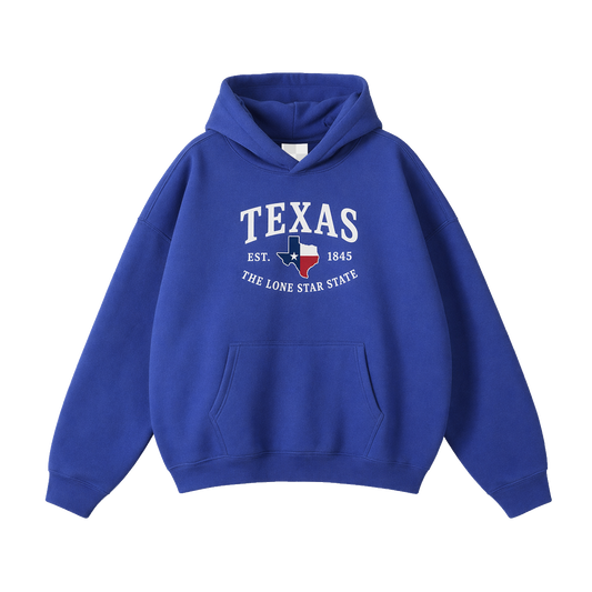 Collection 8 Texas Oversize Fleeced Hoodie - Klein Blue front