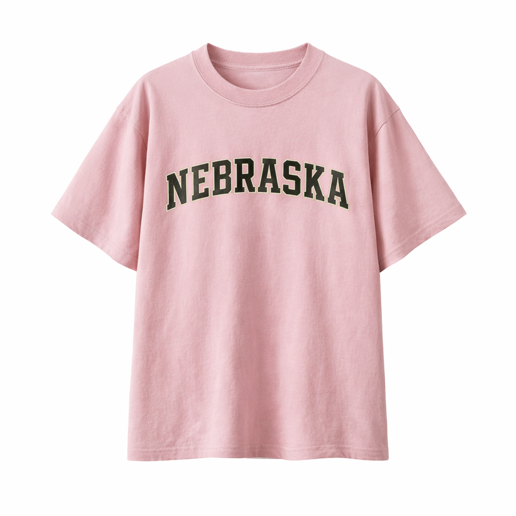 Collection 1 Nebraska Essential Cotton T-Shirt - Pink front