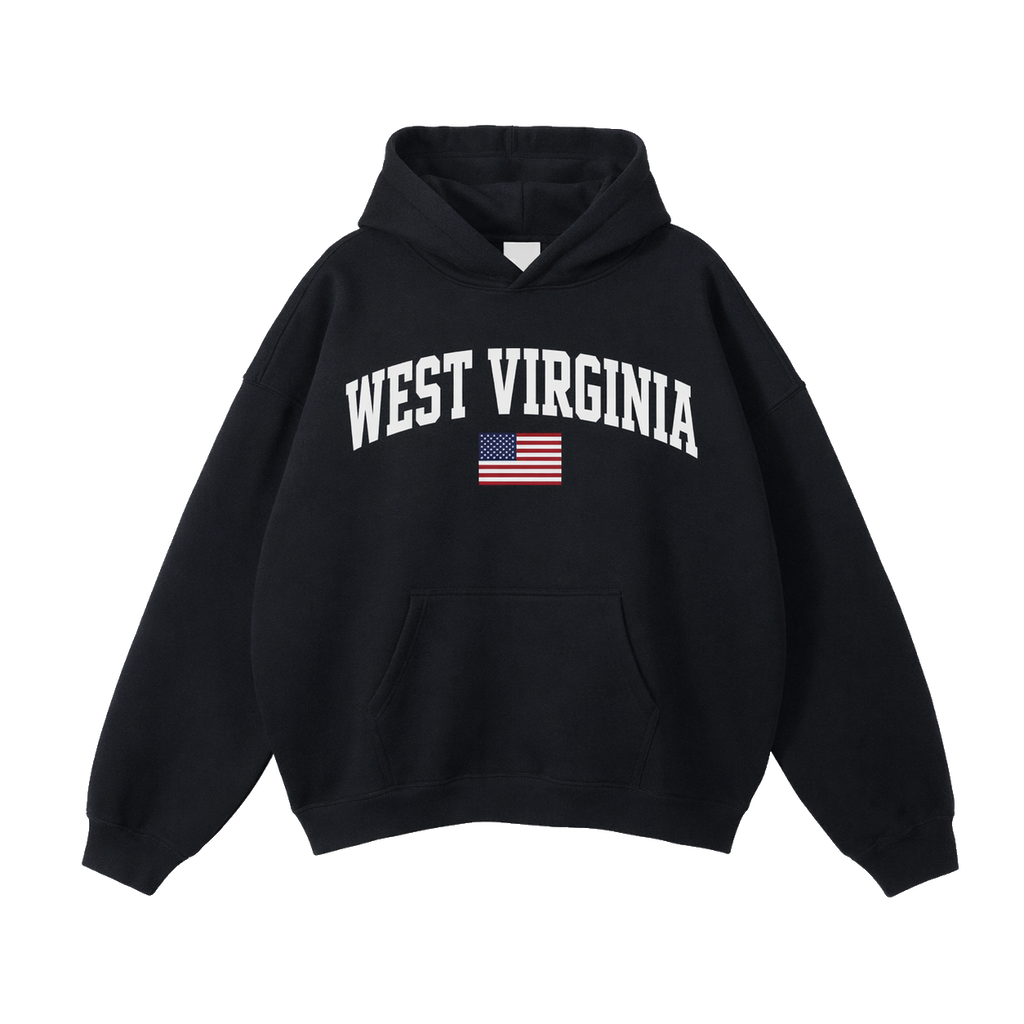 Collection 2 West Virginia Oversize Fleeced Hoodie - Black front
