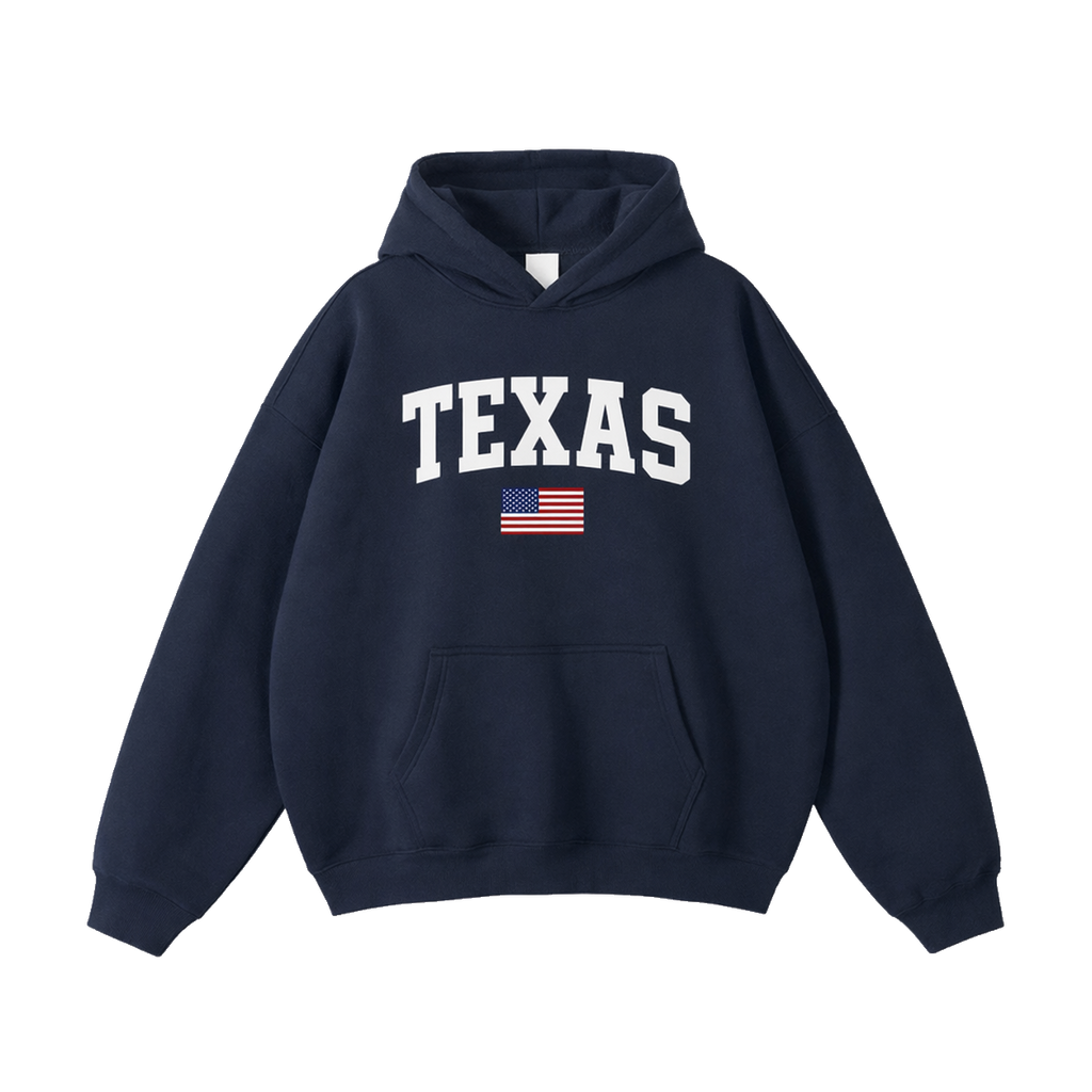 Collection 2 Texas Oversize Fleeced Hoodie - Navy Blue front