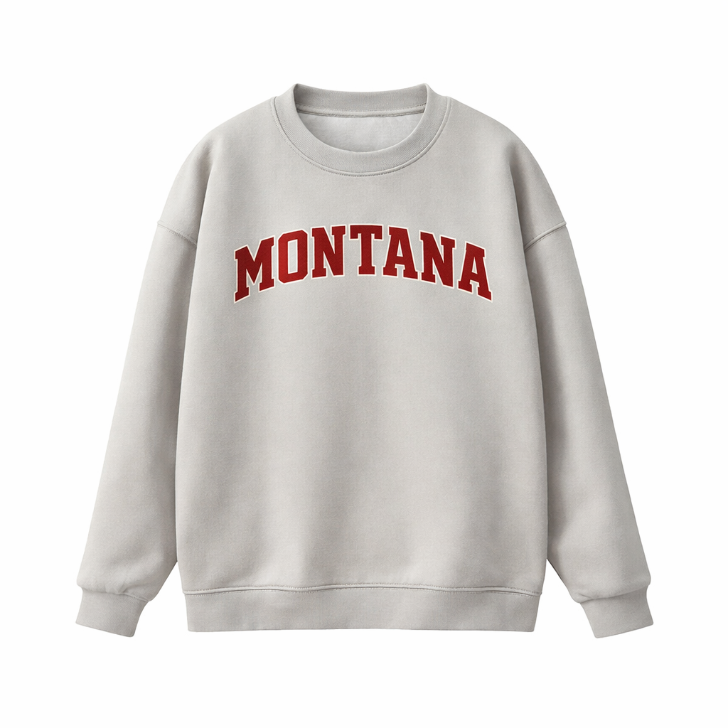 Collection 1 Montana Essential Heavyweight Crewneck Sweatshirt - Gray front