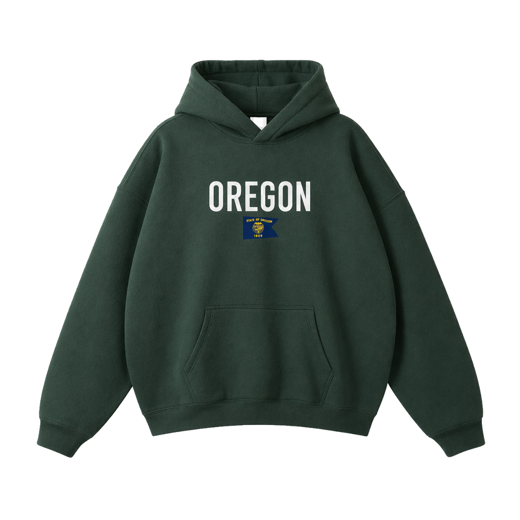 Collection 7 Oregon Oversize Fleeced Hoodie - Eden Green front