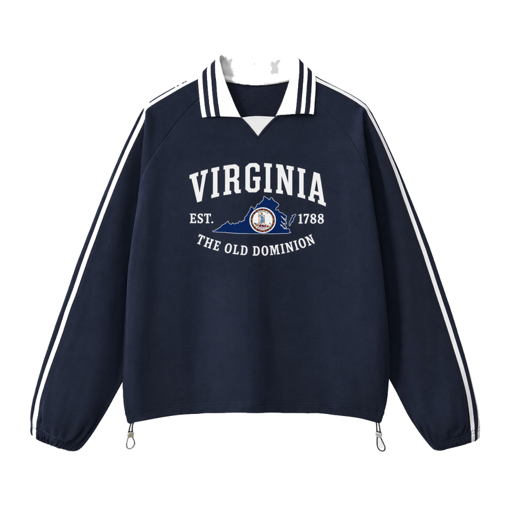 Collection 8 Virginia Contrast Striped Lapel Collar Sweatshirt - Royal Blue front