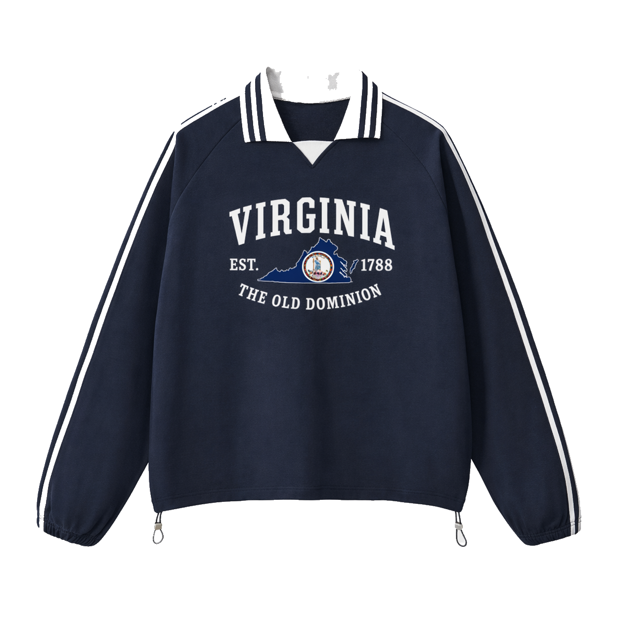 Collection 8 Virginia Contrast Striped Lapel Collar Sweatshirt - Royal Blue front