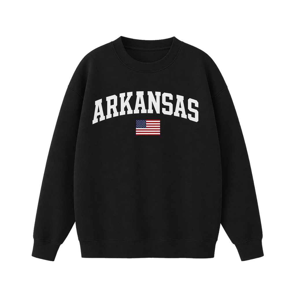 Collection 2 Arkansas Essential Heavyweight Crewneck Sweatshirt - Black front