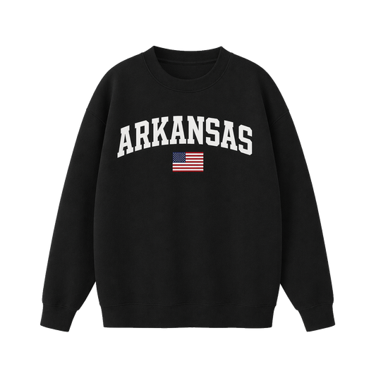 Collection 2 Arkansas Essential Heavyweight Crewneck Sweatshirt - Black front