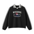 Collection 8 Missouri Contrast Striped Lapel Collar Sweatshirt - Black front