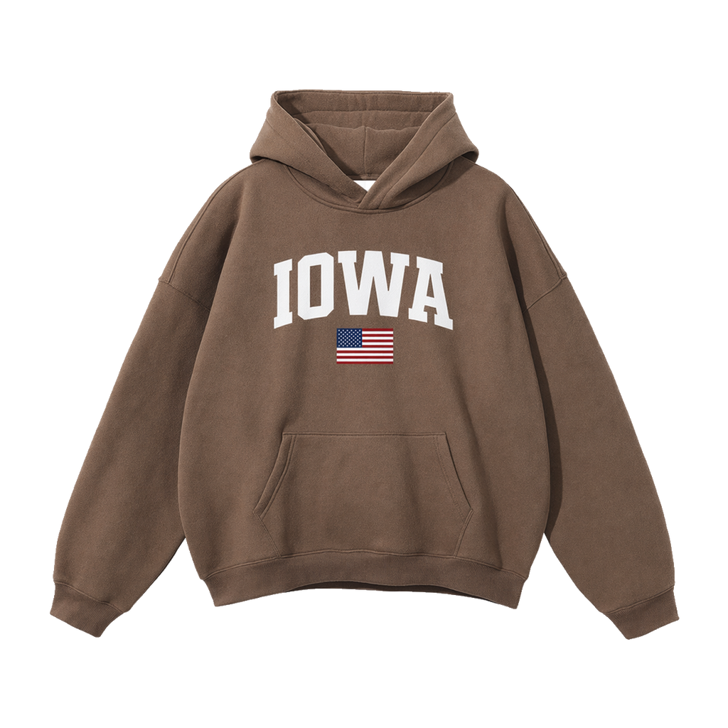 Collection 2 Iowa Oversize Fleeced Hoodie - Brown front