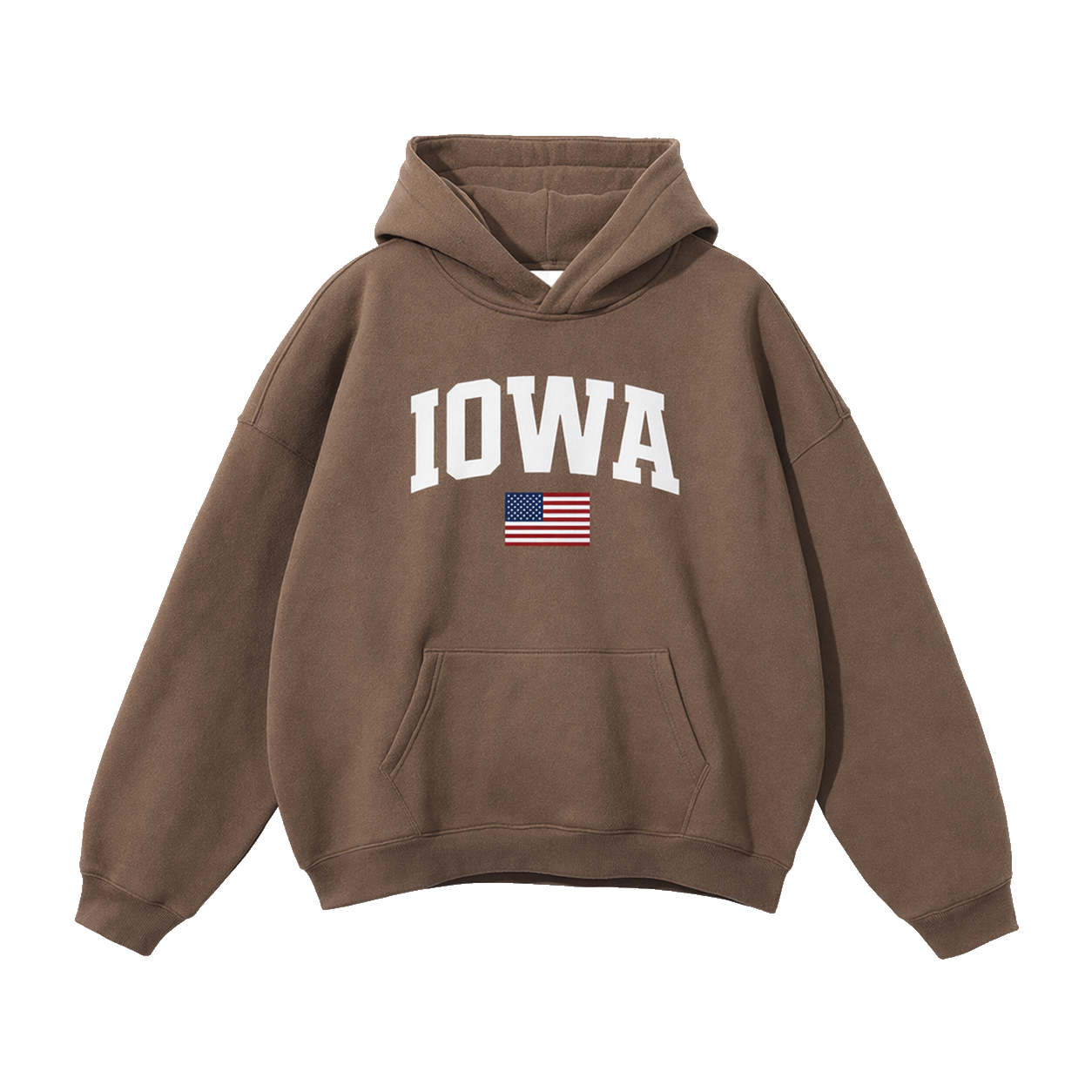 Collection 2 Iowa Oversize Fleeced Hoodie - Brown front