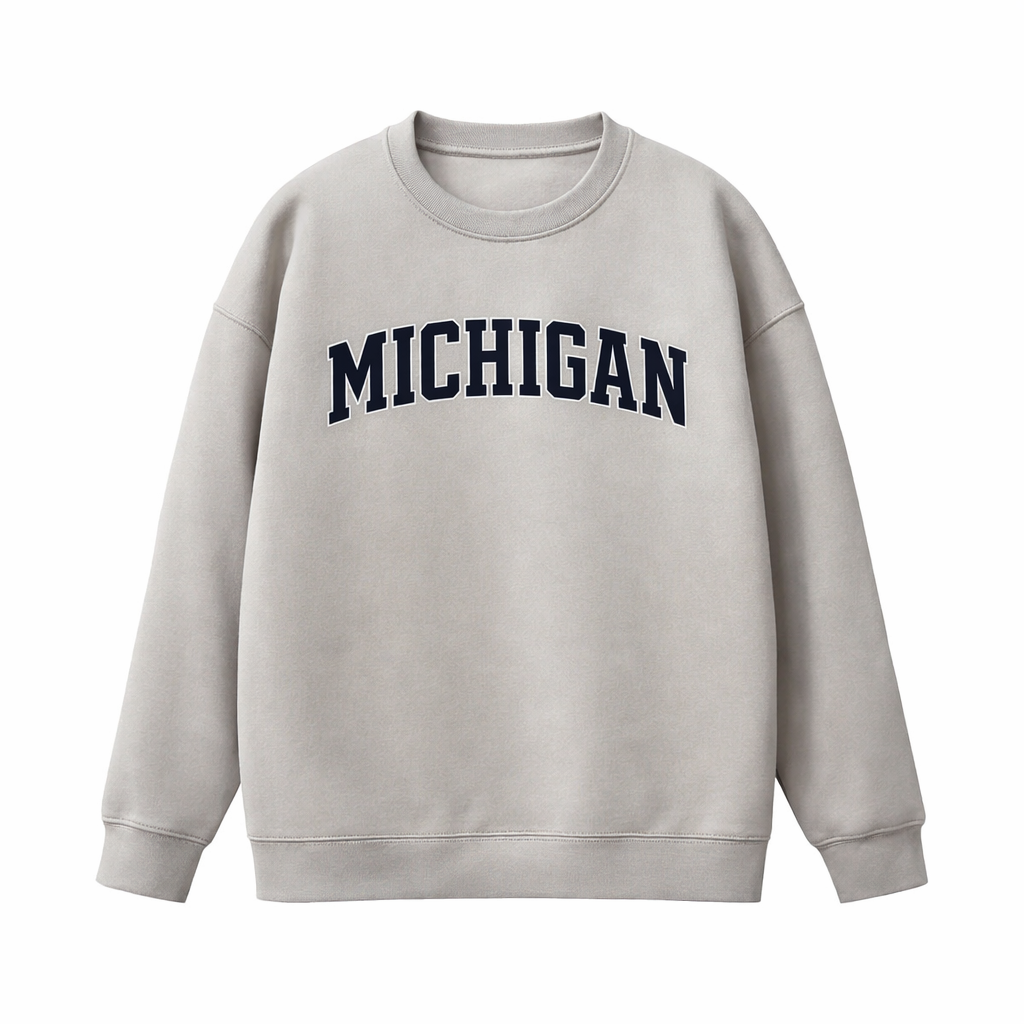 Collection 1 Michigan Essential Heavyweight Crewneck Sweatshirt - Gray front
