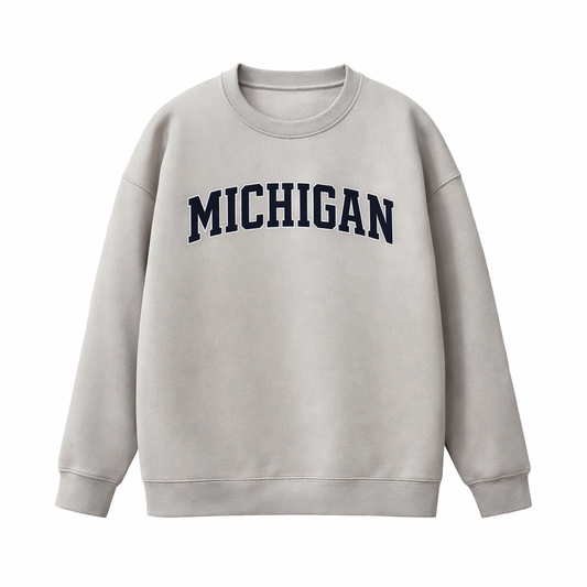 Collection 1 Michigan Essential Heavyweight Crewneck Sweatshirt - Gray front