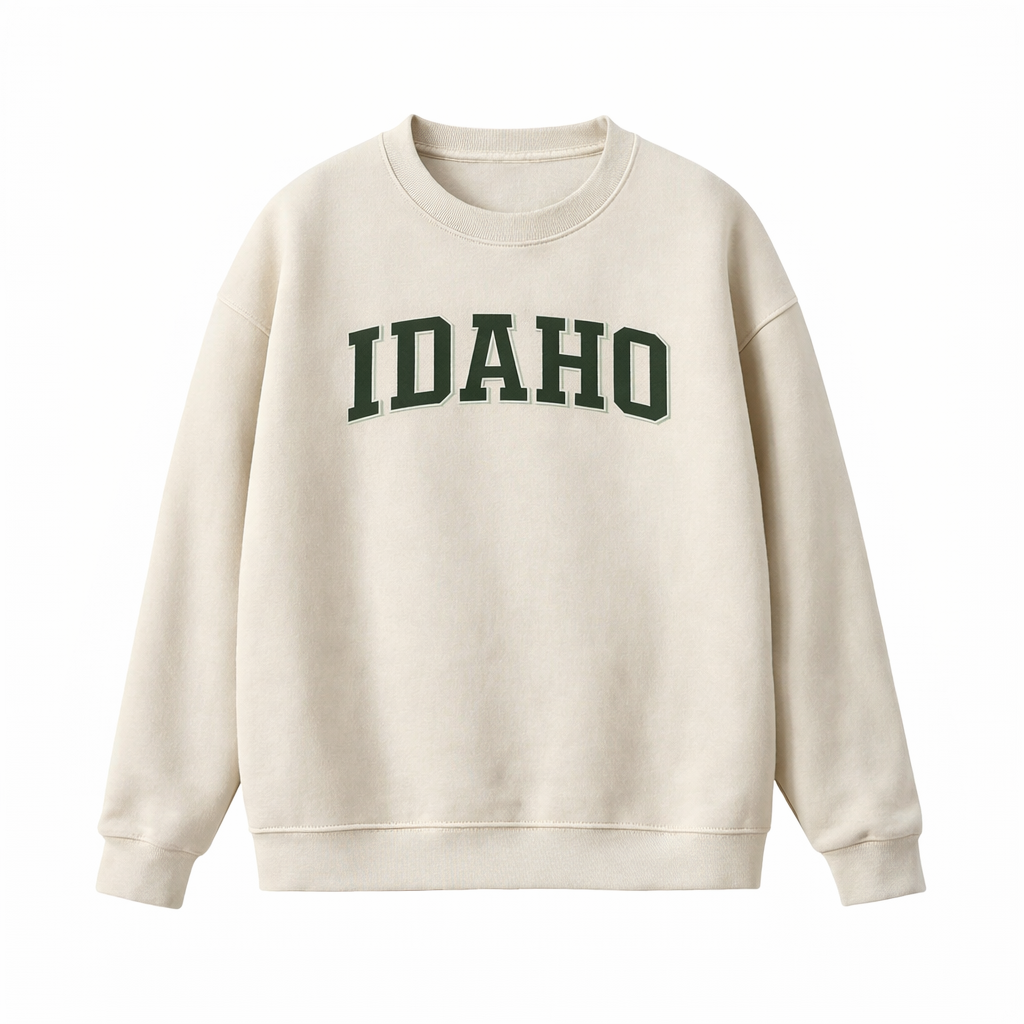 Collection 1 Idaho Essential Heavyweight Crewneck Sweatshirt - Cream front