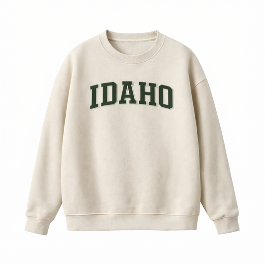 Collection 1 Idaho Essential Heavyweight Crewneck Sweatshirt - Cream front