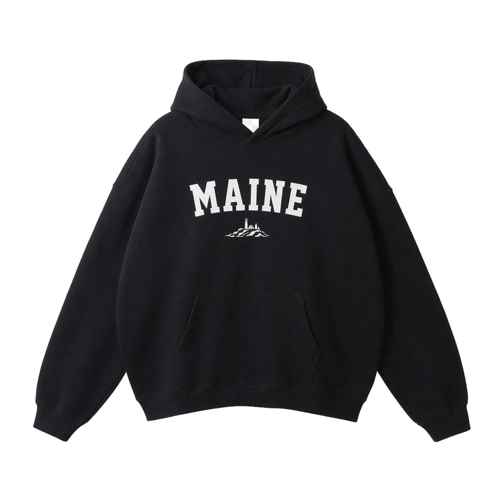 Collection 9 Maine Oversize Fleeced Hoodie - Black front
