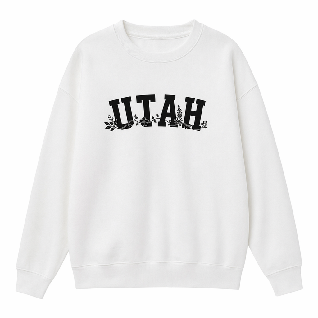 Collection 10 Utah Essential Heavyweight Crewneck Sweatshirt - White front