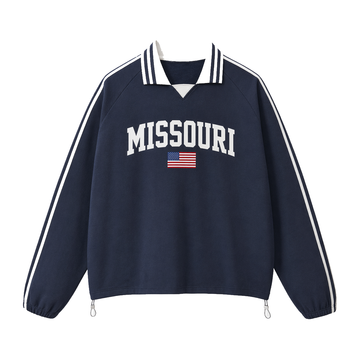 Collection 2 Missouri Contrast Striped Lapel Collar Sweatshirt - Royal Blue front