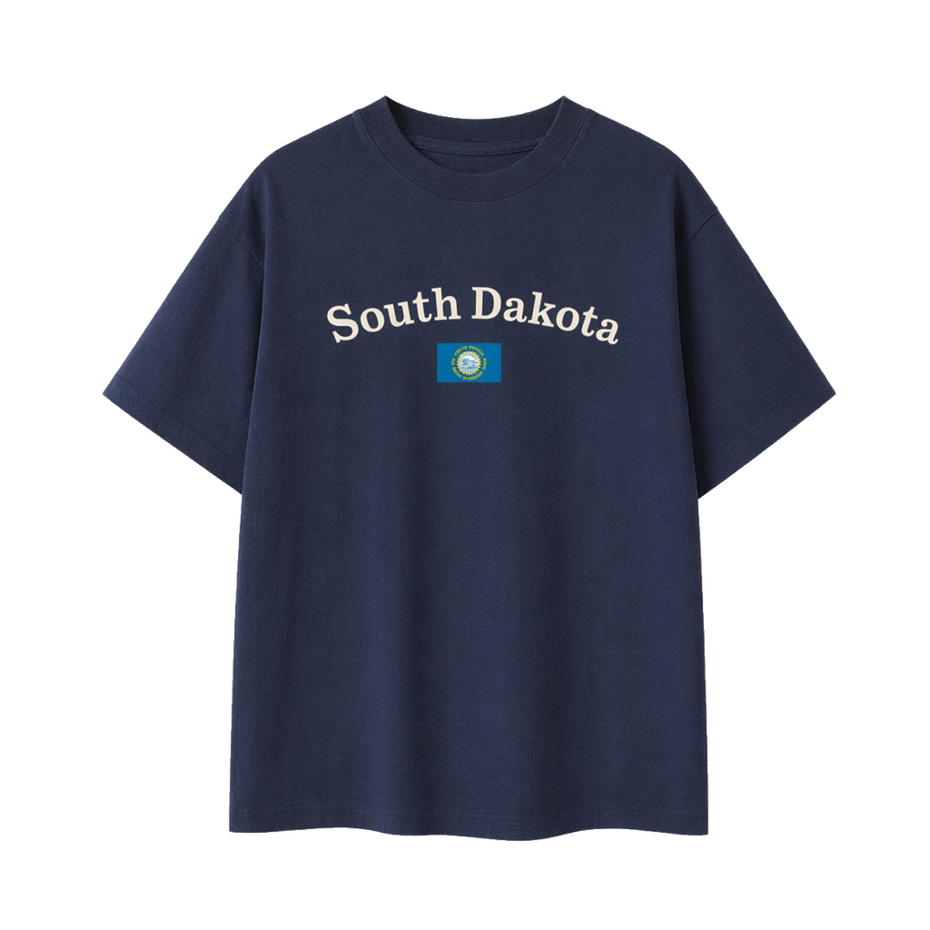 Collection 6 South Dakota Essential Cotton T-Shirt - Navy Blue front