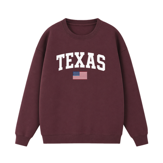 Collection 2 Texas Essential Heavyweight Crewneck Sweatshirt - Dull Red front