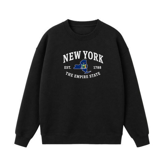 Collection 8 New York Essential Heavyweight Crewneck Sweatshirt - Black front
