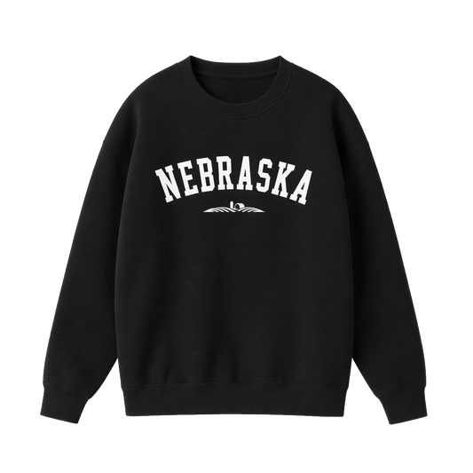 Collection 9 Nebraska Essential Heavyweight Crewneck Sweatshirt - Black front