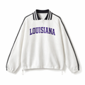 Collection 1 Louisiana Contrast Striped Lapel Collar Sweatshirt - White front