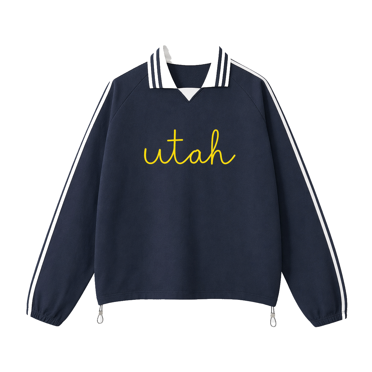 Collection 3 Utah Contrast Striped Lapel Collar Sweatshirt - Royal Blue front
