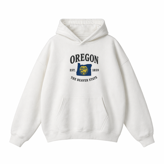 Collection 8 Oregon Oversize Fleeced Hoodie - White front