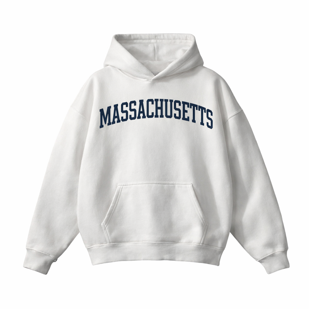 Collection 1 Massachusetts Oversize Fleeced Hoodie - White front