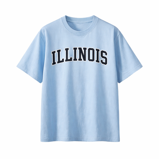 Collection 1 Illinois Essential Cotton T-Shirt - Light Blue front
