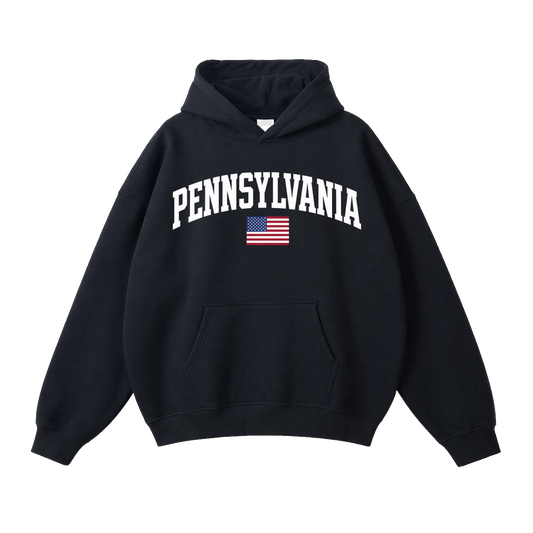 Collection 2 Pennsylvania Oversize Fleeced Hoodie - Black front