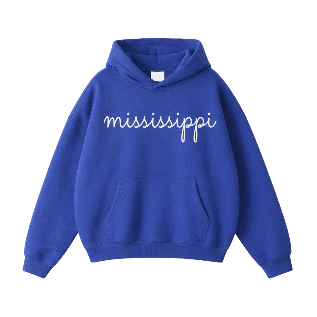 Collection 3 Mississippi Oversize Fleeced Hoodie - Klein Blue front