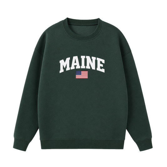 Collection 2 Maine Essential Heavyweight Crewneck Sweatshirt - Dark Green front