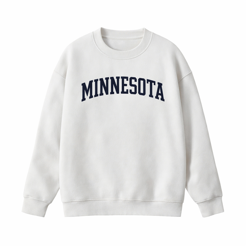 Collection 1 Minnesota Essential Heavyweight Crewneck Sweatshirt - White front