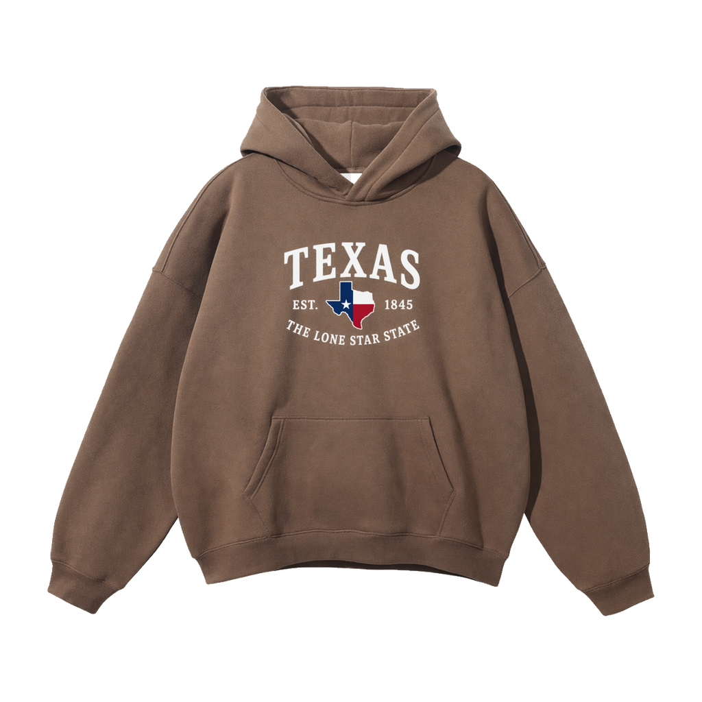 Collection 8 Texas Oversize Fleeced Hoodie - Brown front