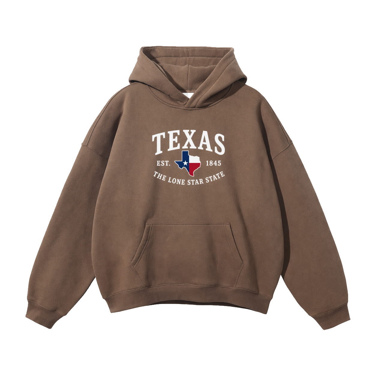 Collection 8 Texas Oversize Fleeced Hoodie - Brown front