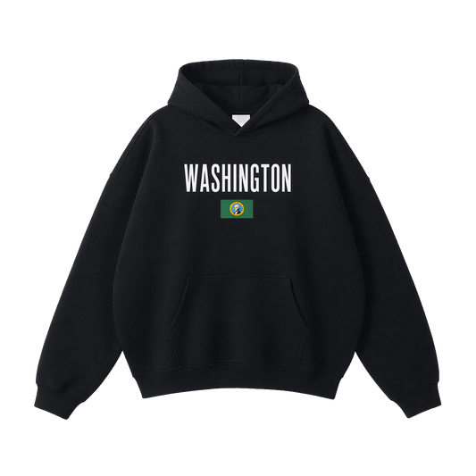Collection 7 Washington Oversize Fleeced Hoodie - Black front