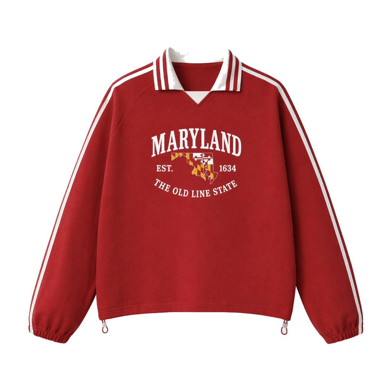 Collection 8 Maryland Contrast Striped Lapel Collar Sweatshirt - Red front
