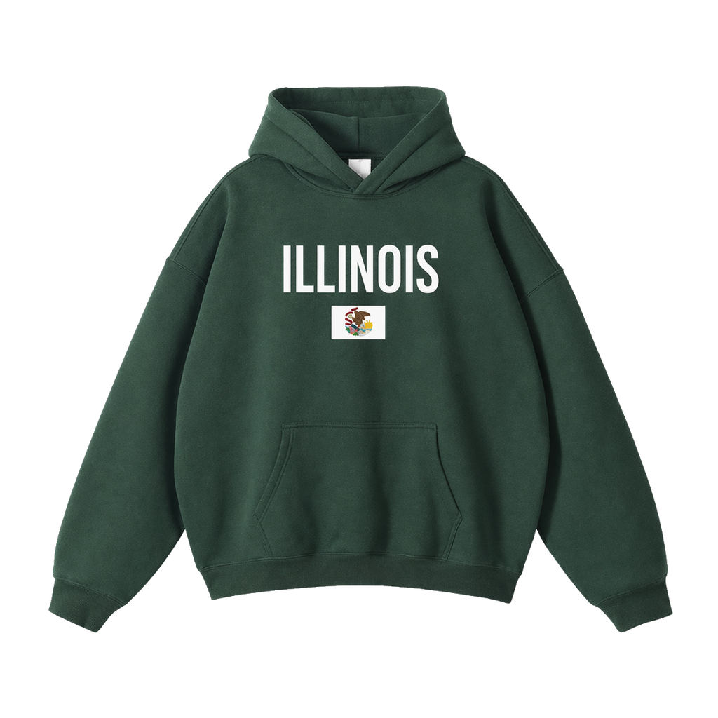 Collection 7 Illinois Oversize Fleeced Hoodie - Eden Green front