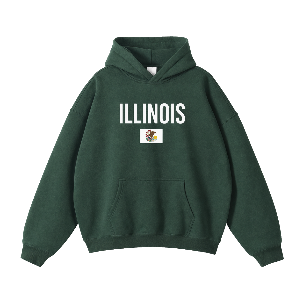 Collection 7 Illinois Oversize Fleeced Hoodie - Eden Green front