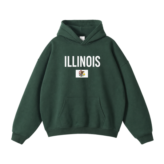 Collection 7 Illinois Oversize Fleeced Hoodie - Eden Green front