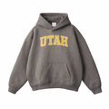 Collection 1 Utah Oversize Fleeced Hoodie - Gray Coffee front
