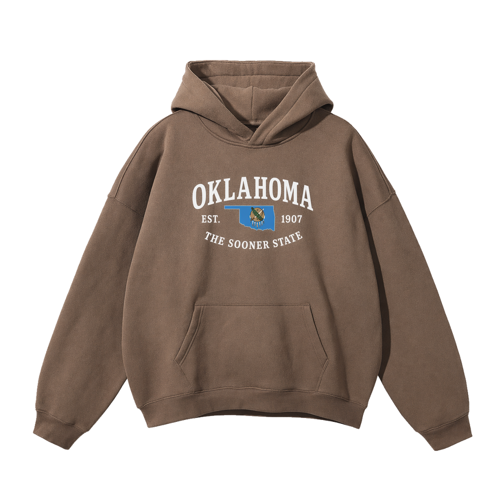 Collection 8 Oklahoma Oversize Fleeced Hoodie - Brown front