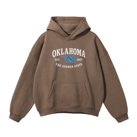 Collection 8 Oklahoma Oversize Fleeced Hoodie - Brown front