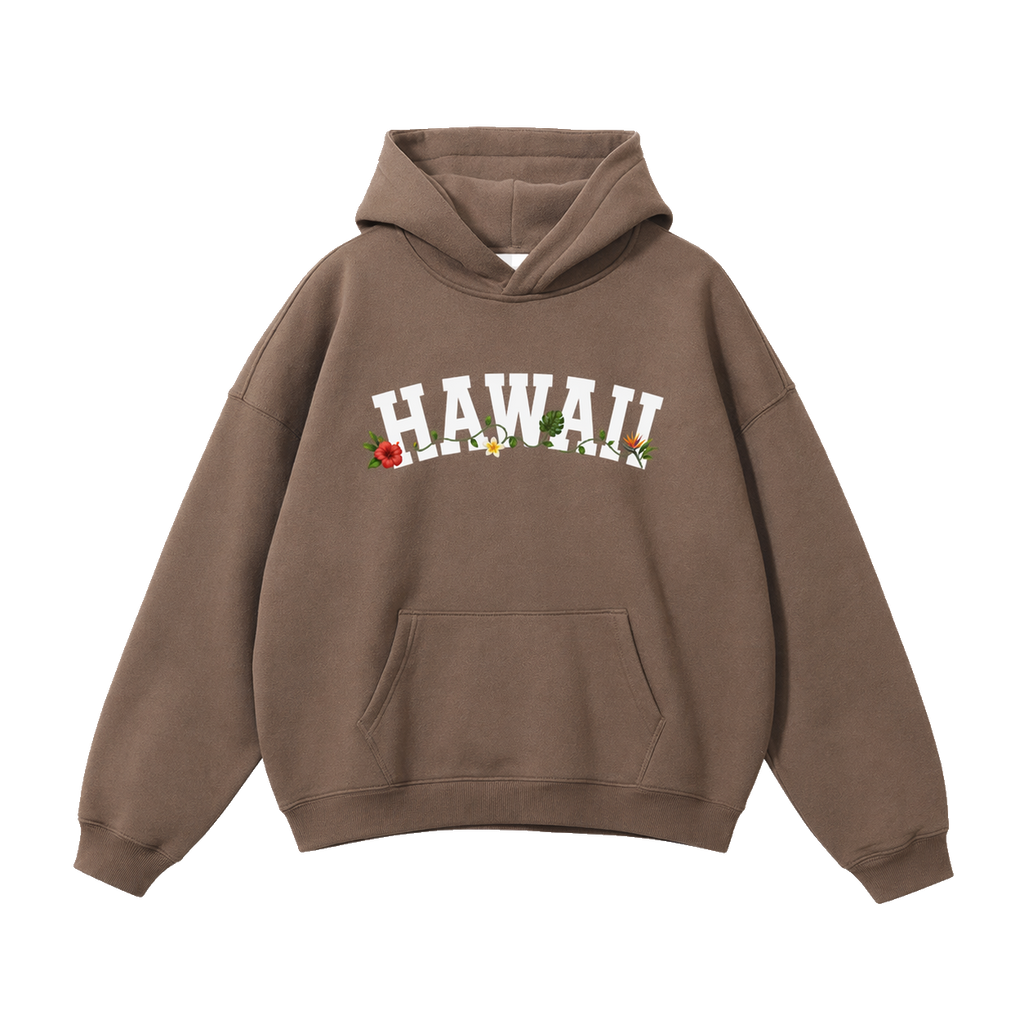 Collection 10 Hawaii Oversize Fleeced Hoodie - Brown front