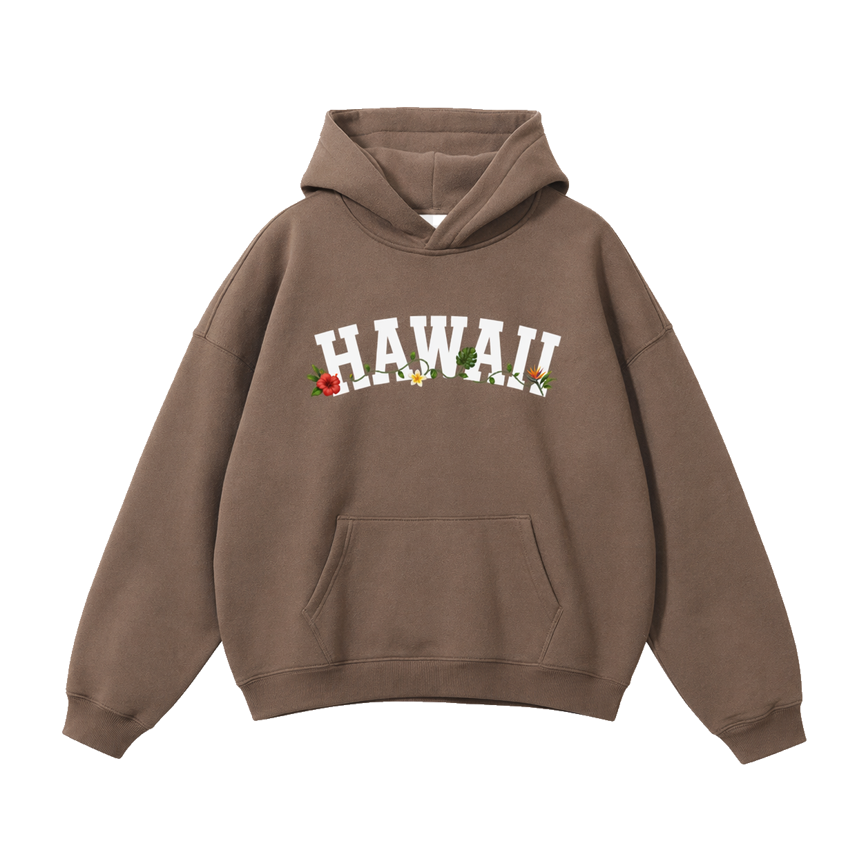 Collection 10 Hawaii Oversize Fleeced Hoodie - Brown front