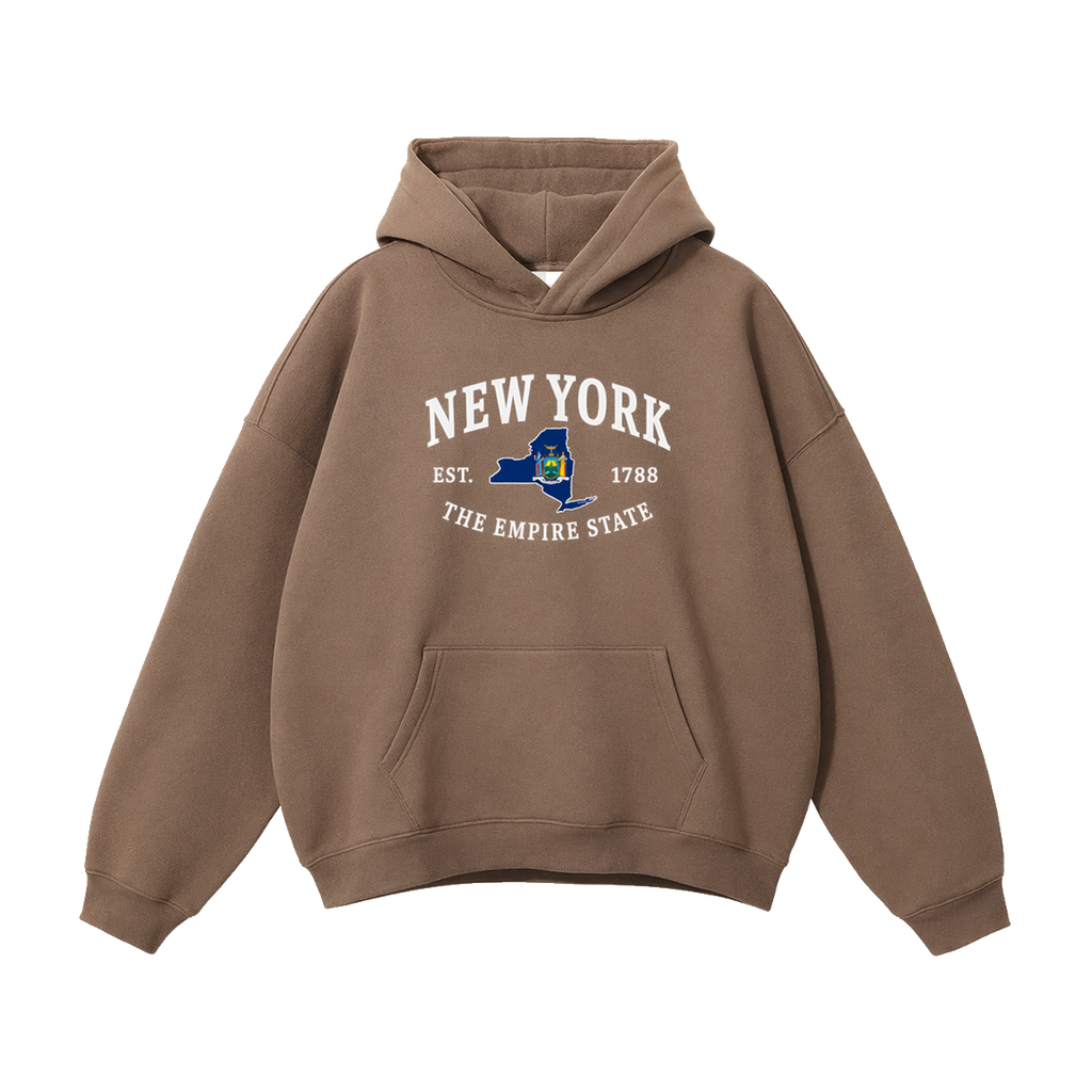 Collection 8 New York Oversize Fleeced Hoodie - Brown front