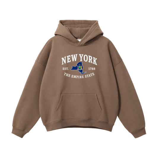 Collection 8 New York Oversize Fleeced Hoodie - Brown front