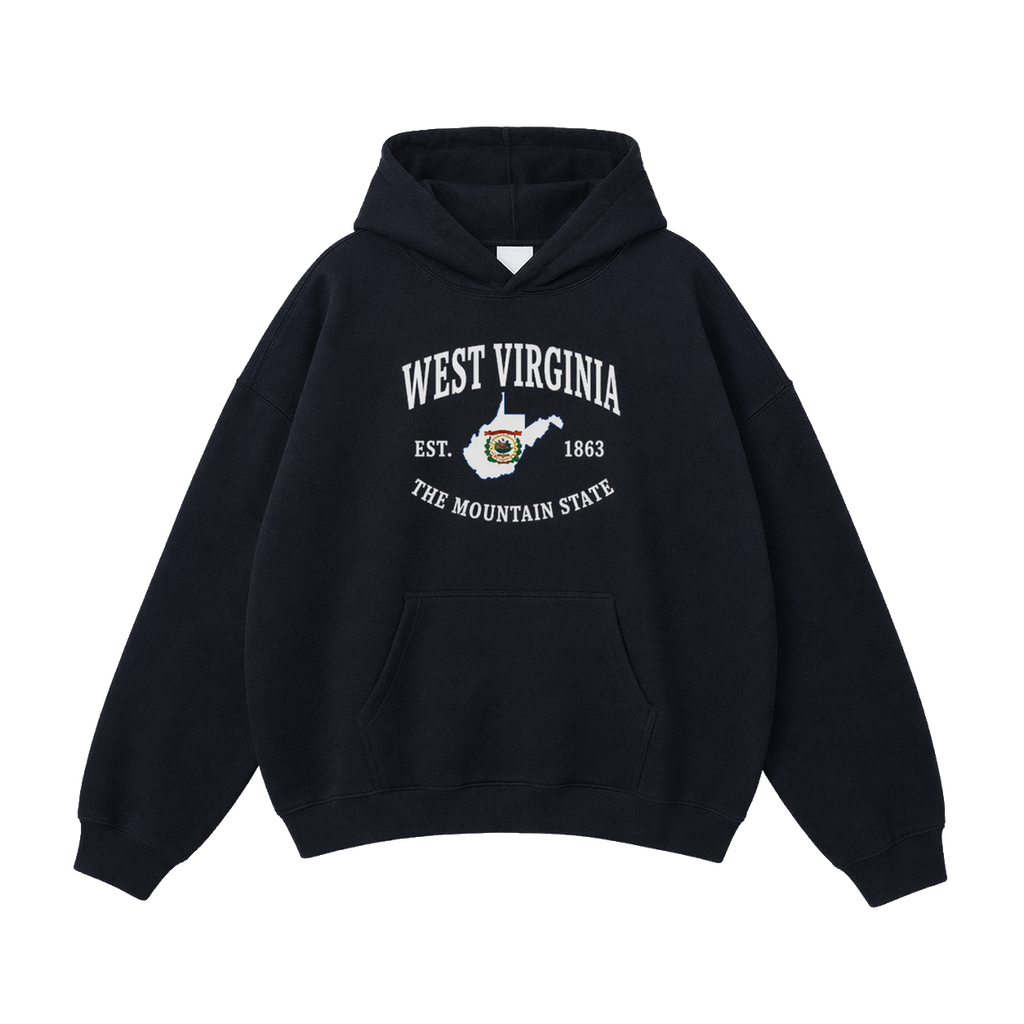 Collection 8 West Virginia Oversize Fleeced Hoodie - Black front